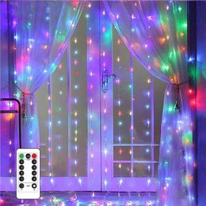 String Lights Curtain USB Powered Fairy Lights Party Bedroom 8 Lighting Modes